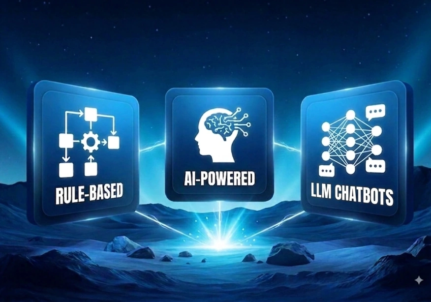 Rule-Based vs AI-Powered vs LLM Chatbots
